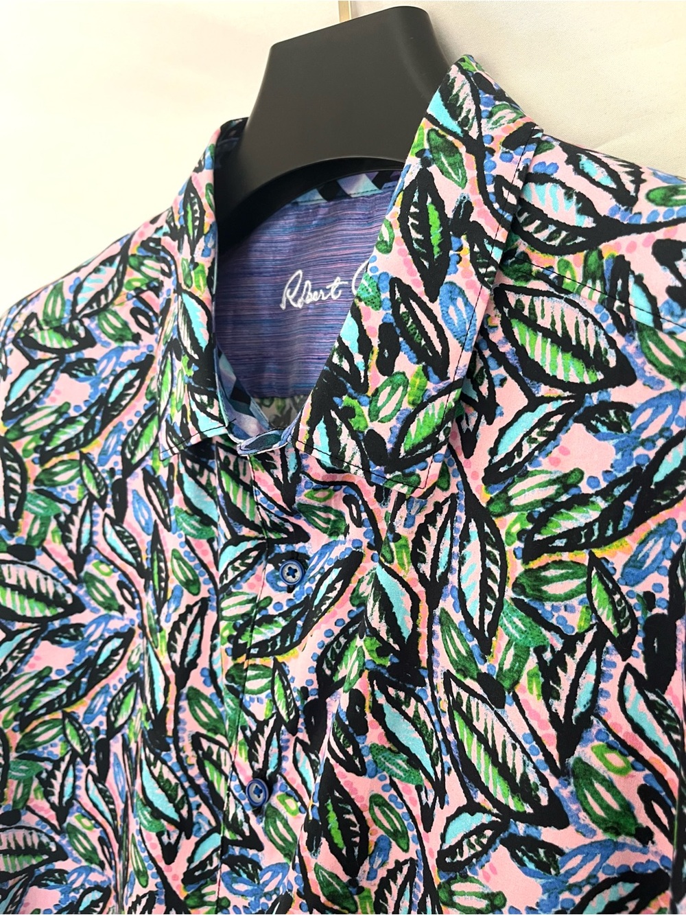 Robert Graham Tropic Leaf Print Short Sleeve Shirt 4XL
